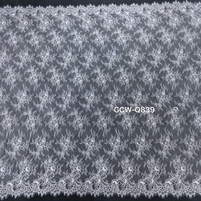 GCW-Q839 | Vintage Scrollwork Cord Lace Set | 3D Embossed Bridal Fabric & Matching Trim